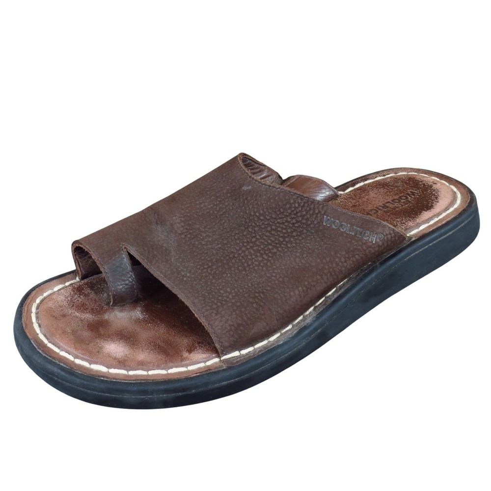Woolrich Aspen Men's Size 10 Brown Leather Slide Sandals Casual Outdoor Comfort‎
